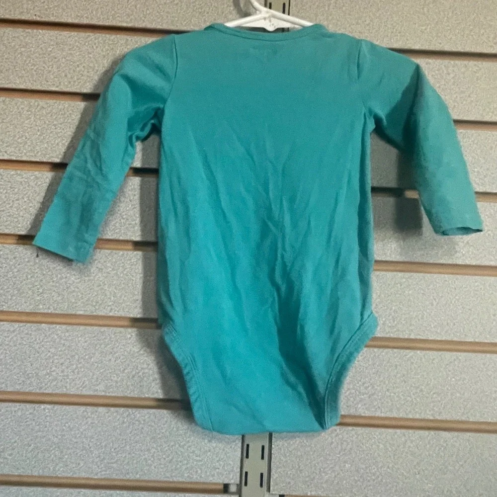 Wrangler‎ Baby Girl Teal Floral Logo Long Sleeve Bodysuit Onesie 6-9 Months